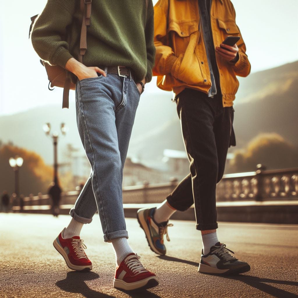 Two persons walking together