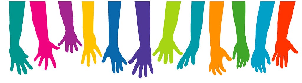 Image of multicoloured hands
