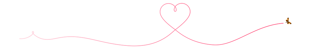 Pink line drawing a heart with butterfly leading the way.
