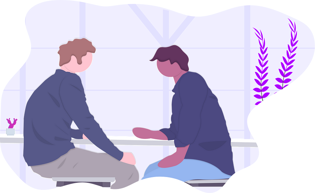 Illustration of two men having a conversation