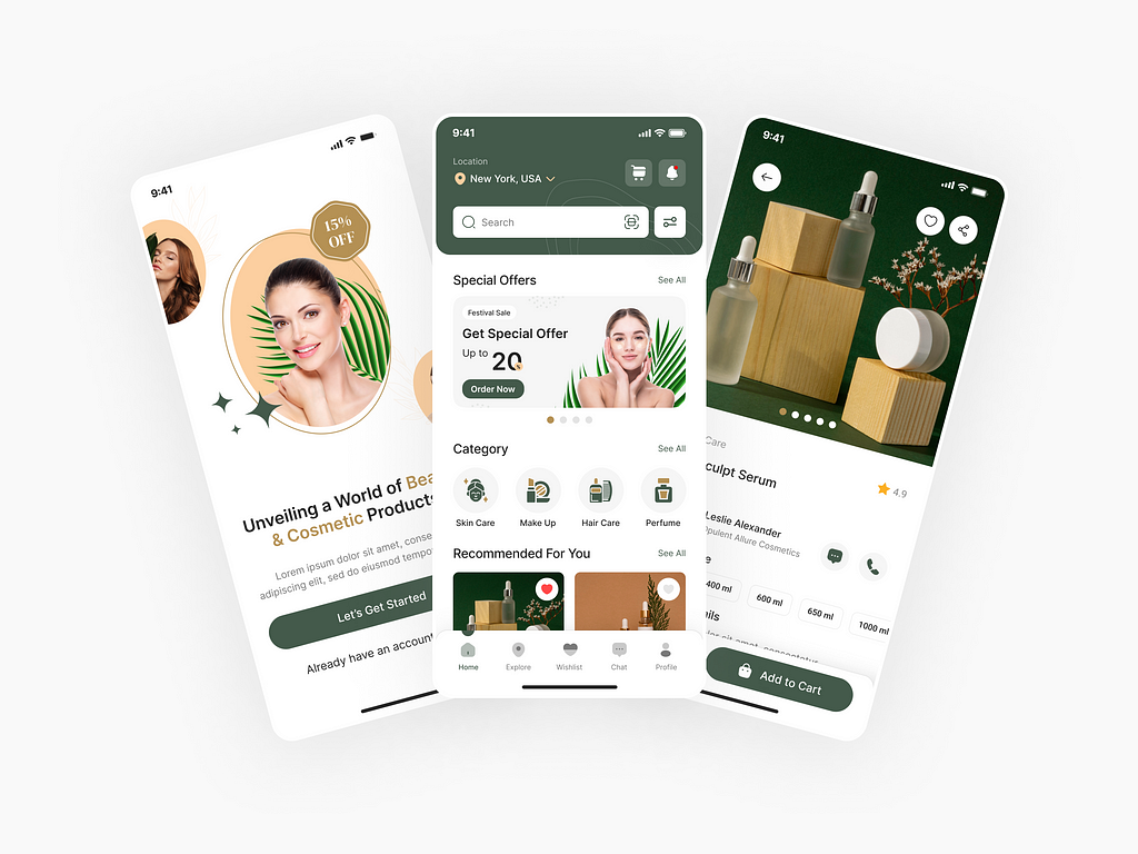 Beauty and Cosmetic Product Shop Mobile App UIUX Design