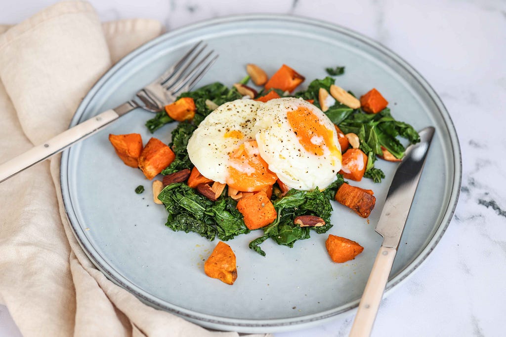 Roasted Sweet Potato, Kale, and Egg Salad