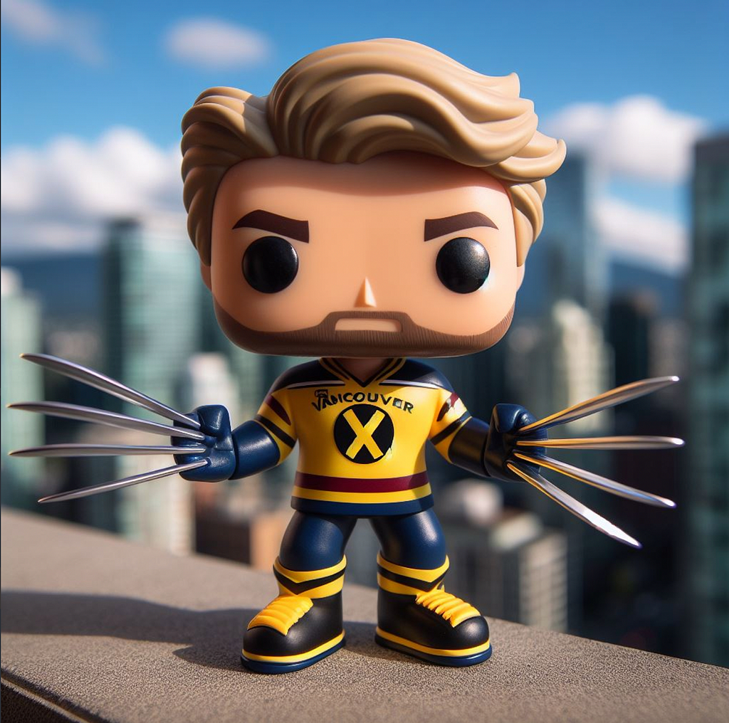 A Funko Art Animation of Wolverine on a Vancouver Skyline, created by VeVe community member https://twitter.com/CasualVeve