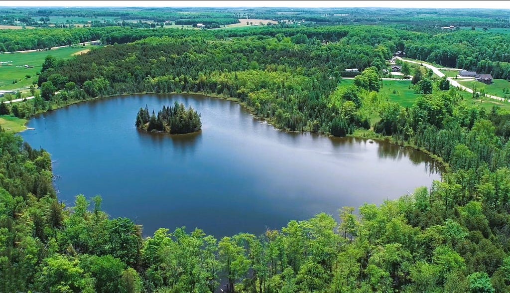 Curleys Lake in Ontario surrounded by forest and land to build home.