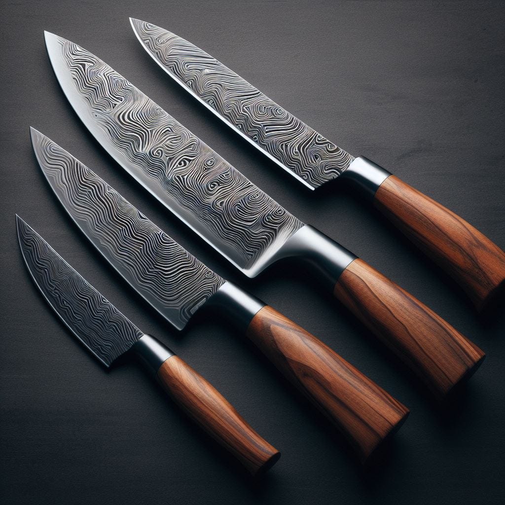 Exquisite Damascus steel knife, a blend of artistry and precision.