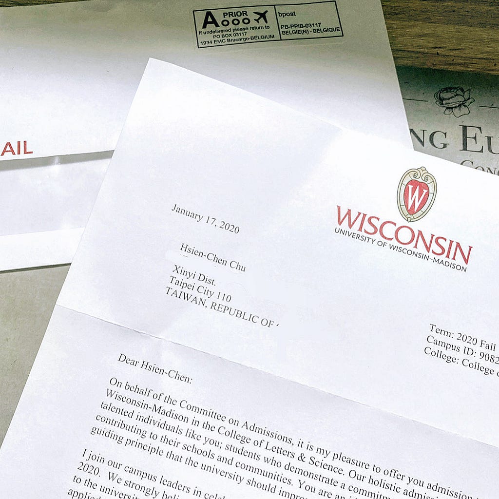 🔺 UW-Madison Fall 2020 Admission Letter