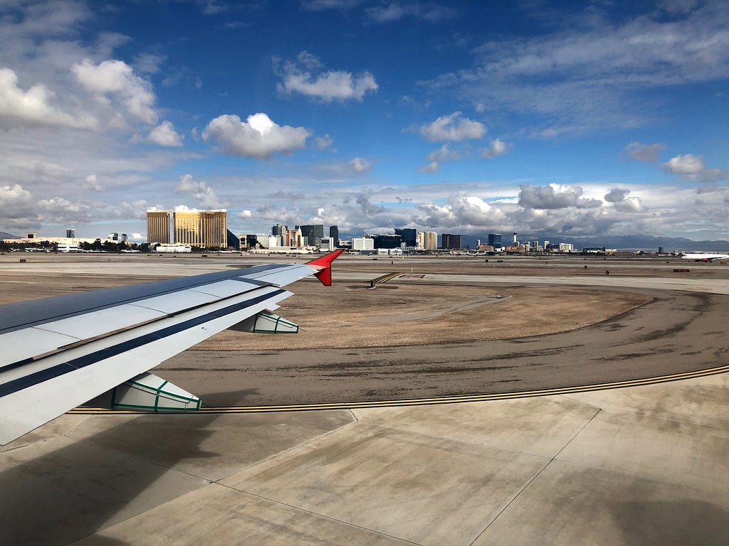 A view of Harry Reid International Airport from the runway.