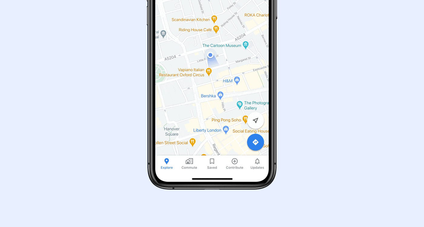 An animation of what an event from Google Calendar could look like in the Google Maps app.