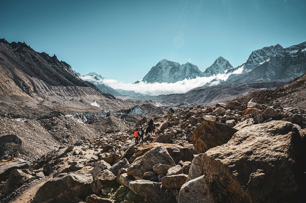 Image of trekking Mount Everest base camp. Many Peoples are Going trek the Mount Everest.