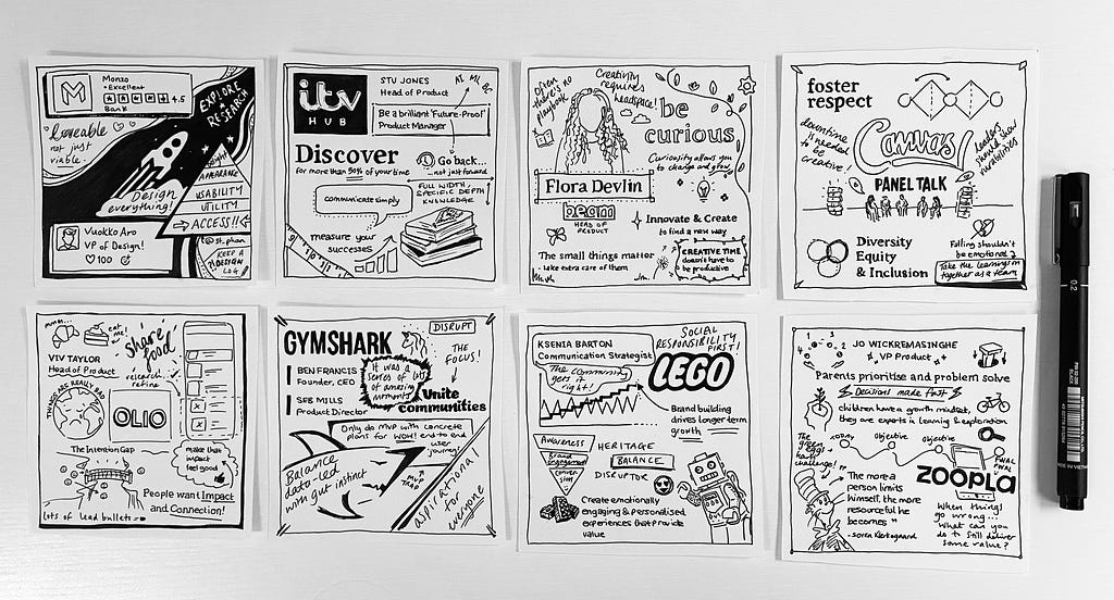 A hand drawn comic book style illustration, documenting notes from Canvas conference