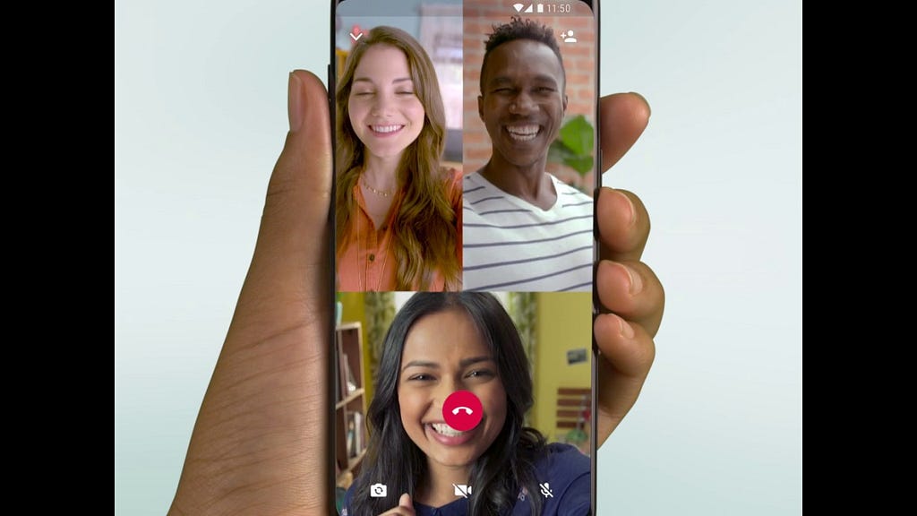 Three friends on a video call