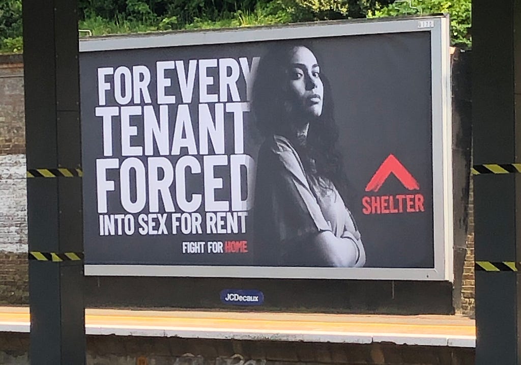 A Shelter billboard in the new brand design