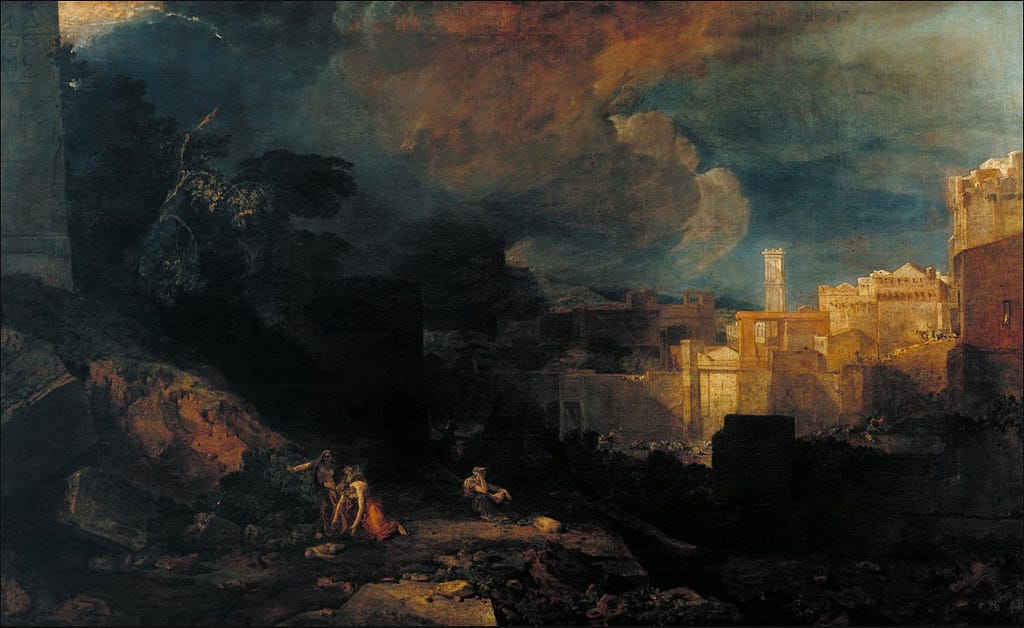 A photo of the Painting J. M. W. Turner (1775–1851). The Tenth Plague of Egypt. 1801. Wikimedia Commons.