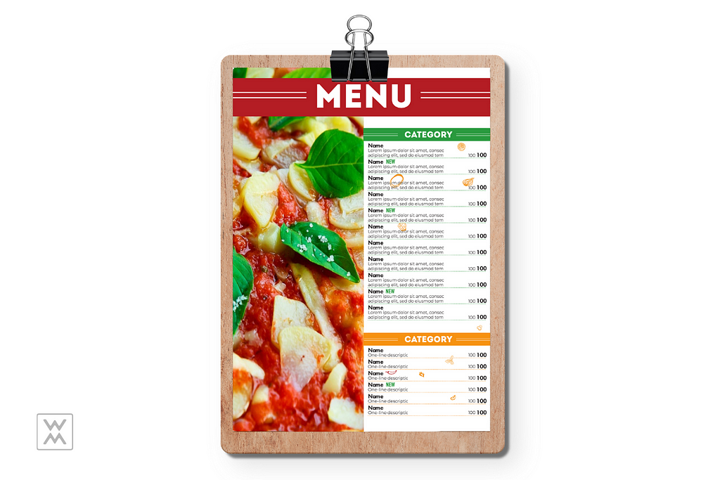 Italian restaurant menu template