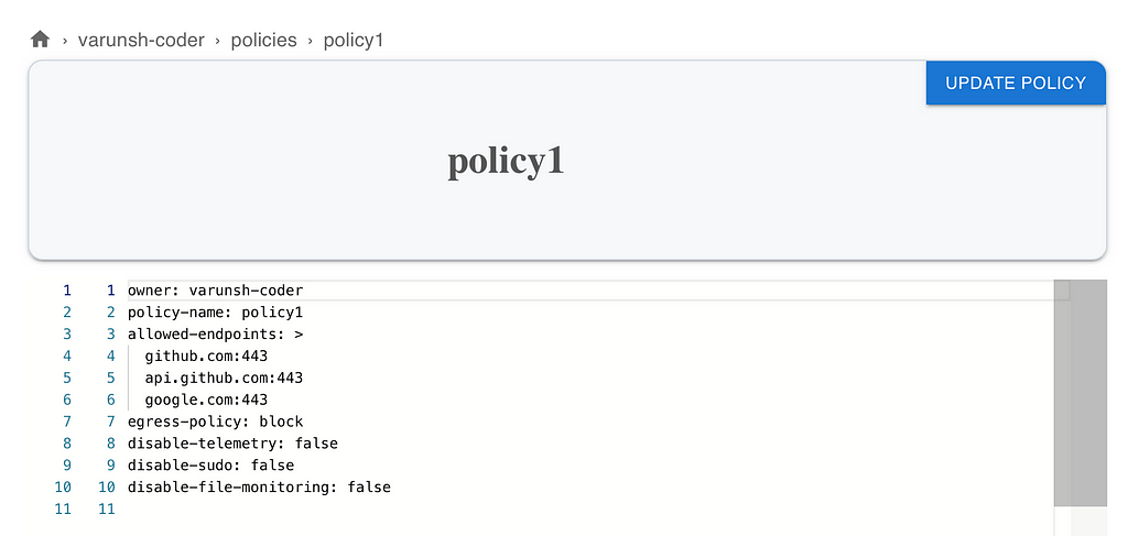 You can set the policy using the website