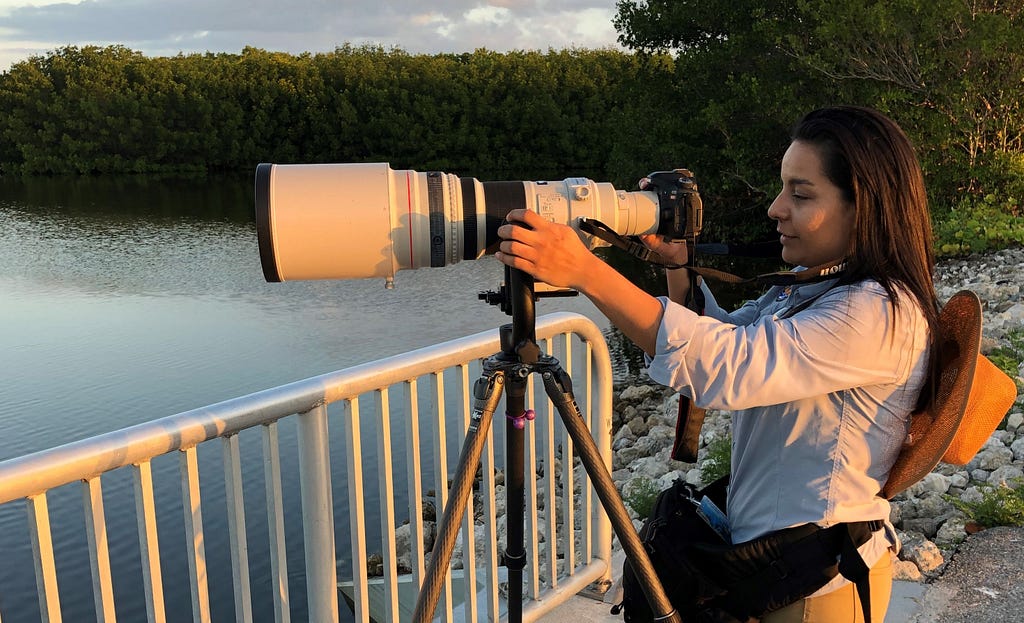 Melissa and her camera, capturing great images at J.N. “Ding” Darling National Wildlife Refuge in Sanibel Island, Florida.