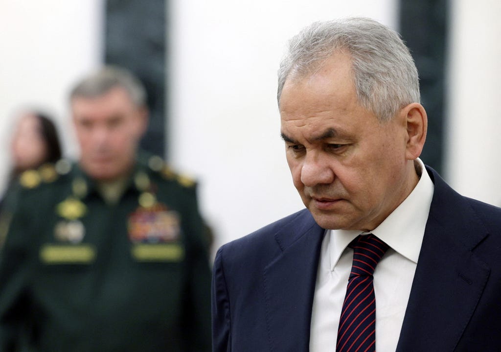 Russian Security Council Secretary Sergei Shoigu attends a meeting with commanders of troops of military districts, in Moscow, Russia, May 15, 2024. Photo by Gavriil Grigorov/Pool via Reuters