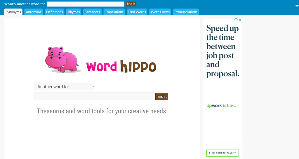 Word Hippo website offers Thesaurus and word tools for your creative needs. Find the word you’re looking for!