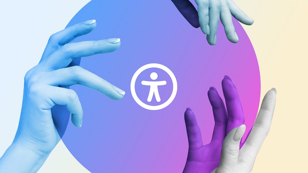 Tre mani che racchiudono in un cerchio il logo di accessibilità