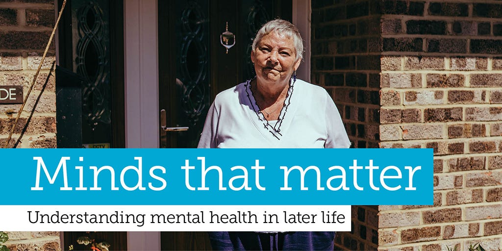 Photo of Jan, an older person we work with, standing outside her home.