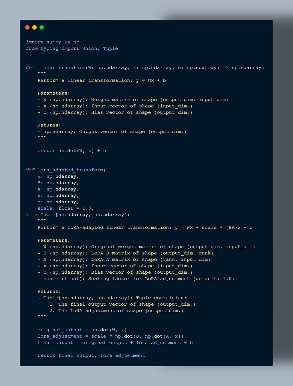 A very simplified illustration for LoRA fundamentals