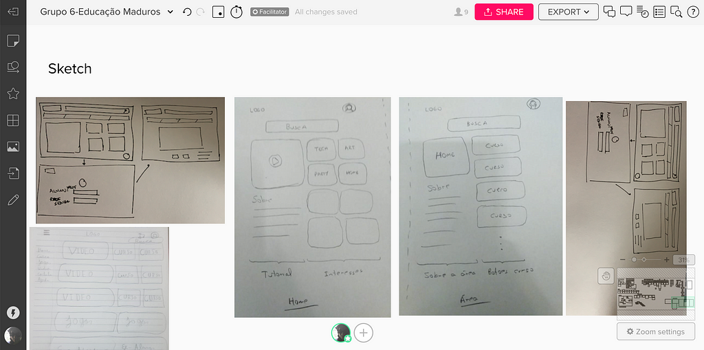 Print screen of sketches created at the beginning of the prototype phase.