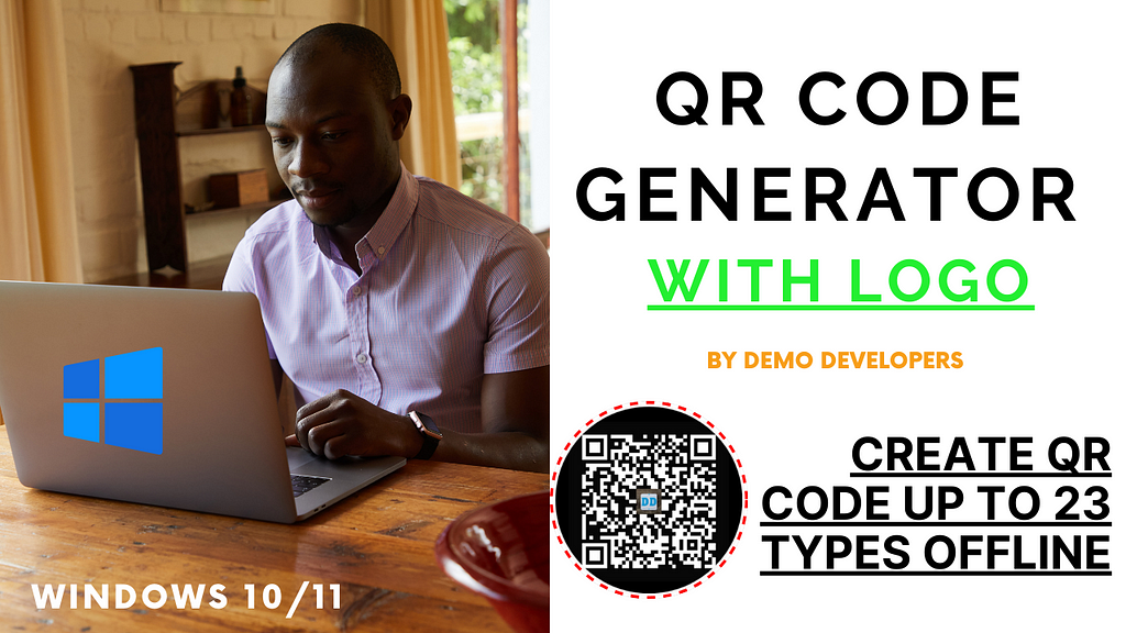 create QR code with custom logo. offline make QR code with logo. pc version of QR code generator with logo.