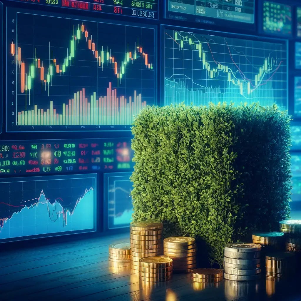 Hedge representing hedging risk management technique for options trading
