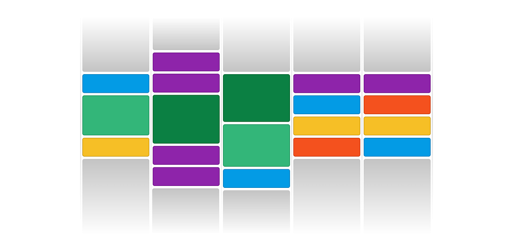 Illustration of a digital calendar with meetings color coded to indicate what the meeting topic is