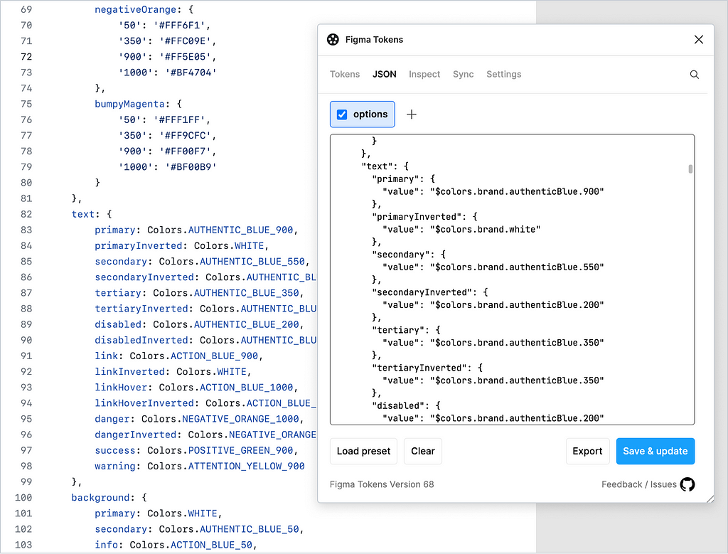 Tokens in Figma and code