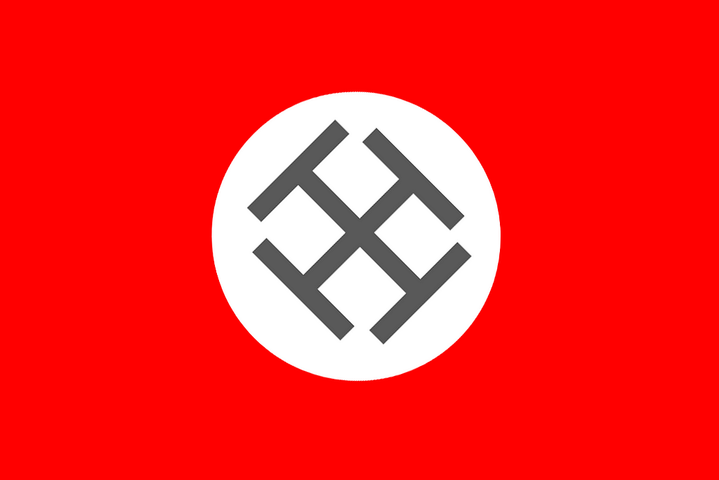 Flag of a would-be dictator, similar to Nazi flag