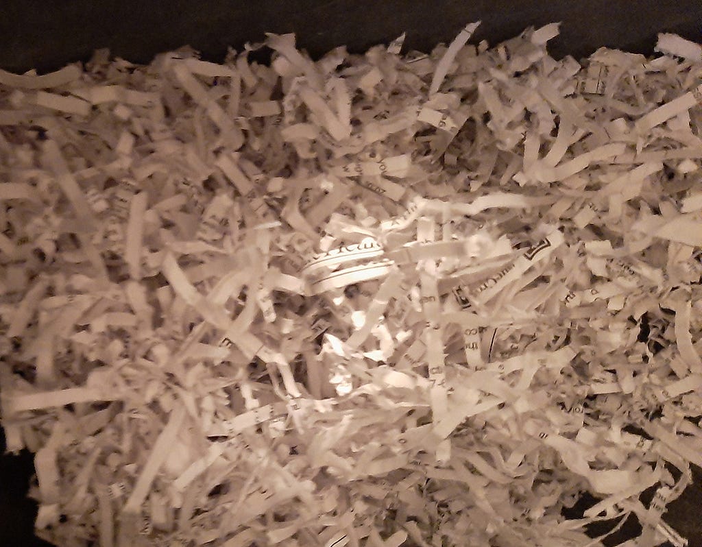 Shredded paper remnants