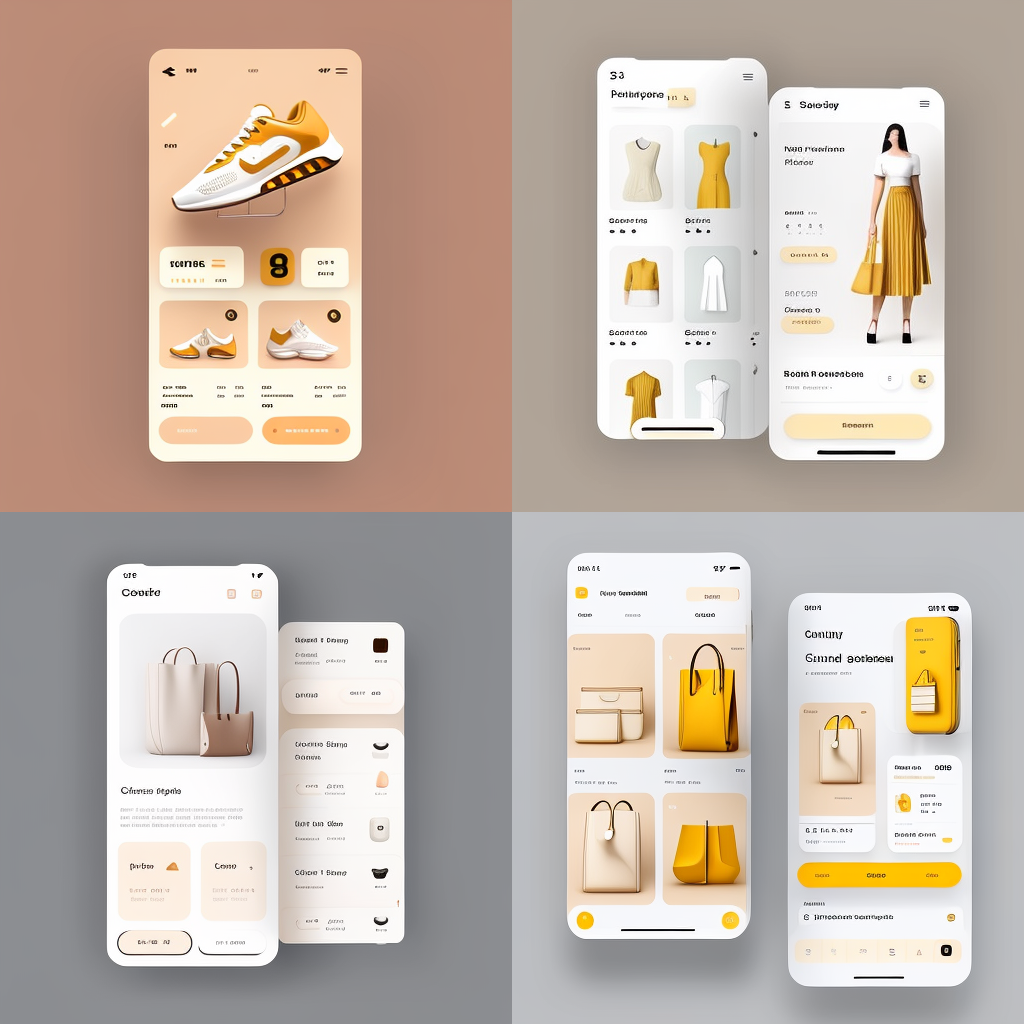 Four visually appealing mobile user interface mockups were generated by Midjourney.