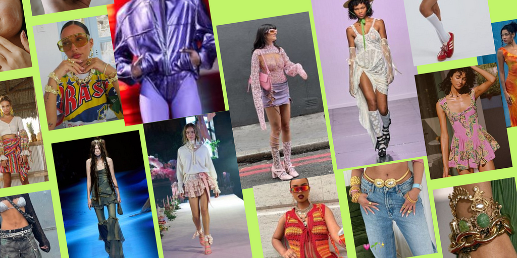 A collage of fashion trends of 2024. Images from Pinterest.