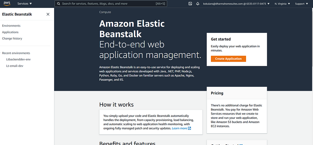 Elastic Beanstalk Service selection from search