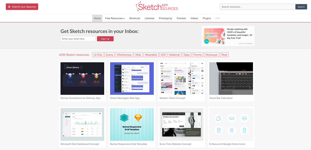 The homepage of sketch app sources