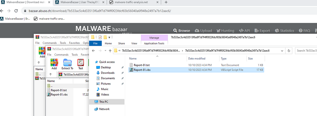 Screenshot from my lab showing a malicious DarkGate VBS file in file explorer.