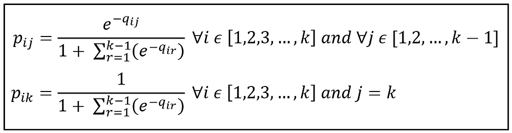 Standardization of the Q matrix to get the P matrix