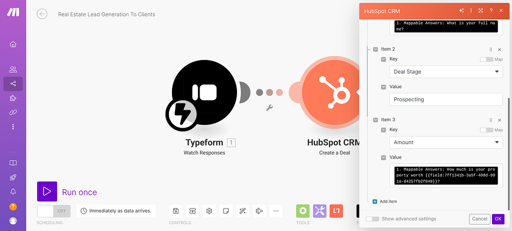 HubSpot setup in make.com