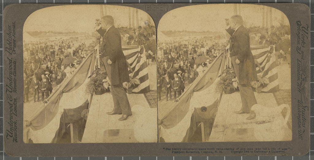 Stereograph showing President Theodore Roosvelt