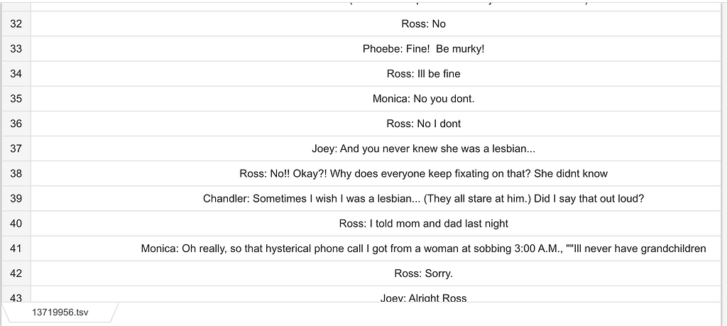 Friends episode transcript