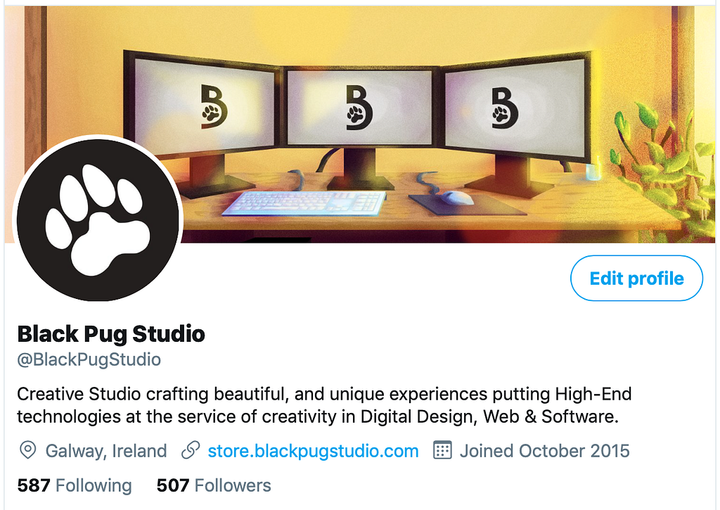 Black Pug Studio Twitter Account