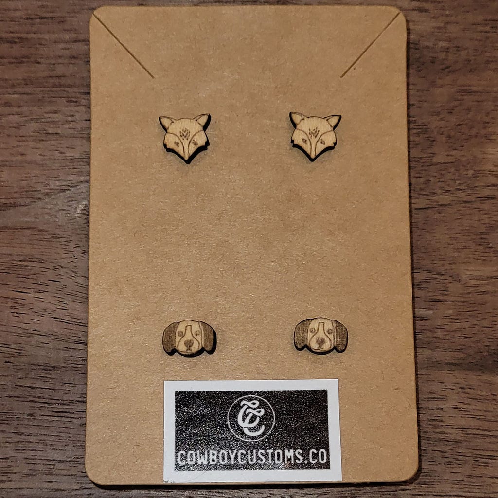 wooden stud earrings