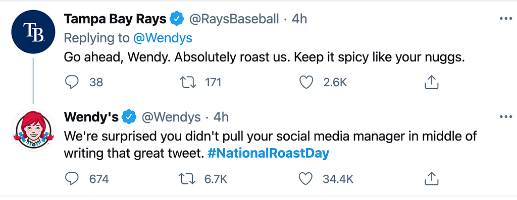 Wendy’s burned the Tampa Bay Rays with a World Series zinger during National Roast Day