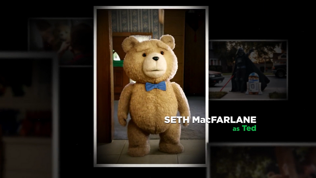 Opening Credits of “Ted”, displaying the talking teddy bear that Seth MacFarlane voices. Credit: Peacock