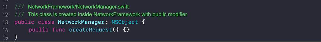 public access modifier example in Swift