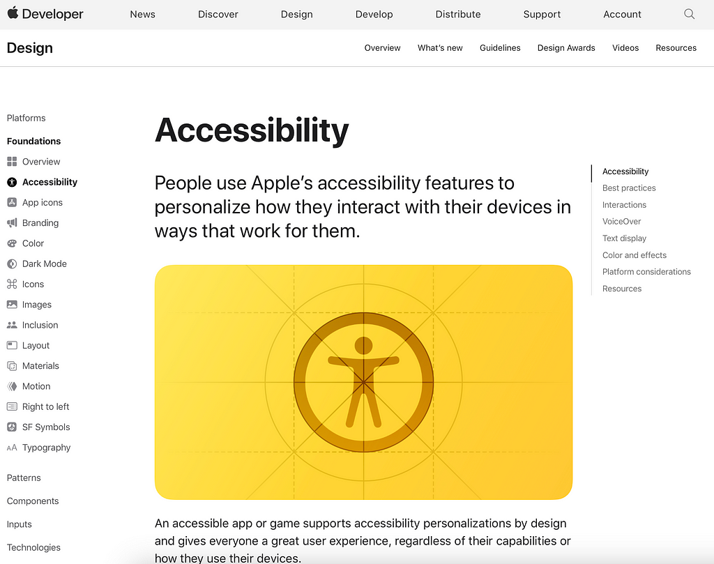 A screenshot of the Apple Accessibility Guidelines page.