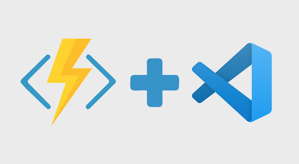 Azure Functions logo with a plus sign and Visual Studio Code logo