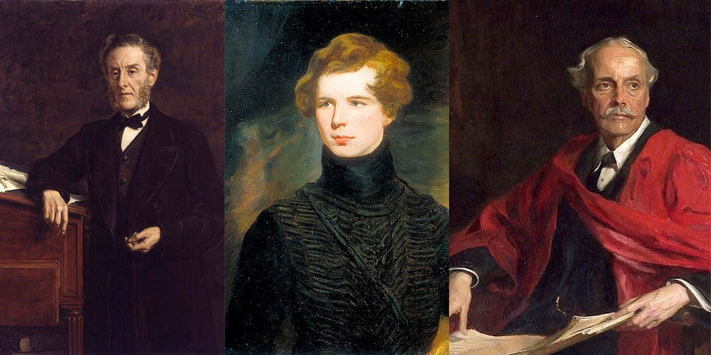 Three paintings of three white men
