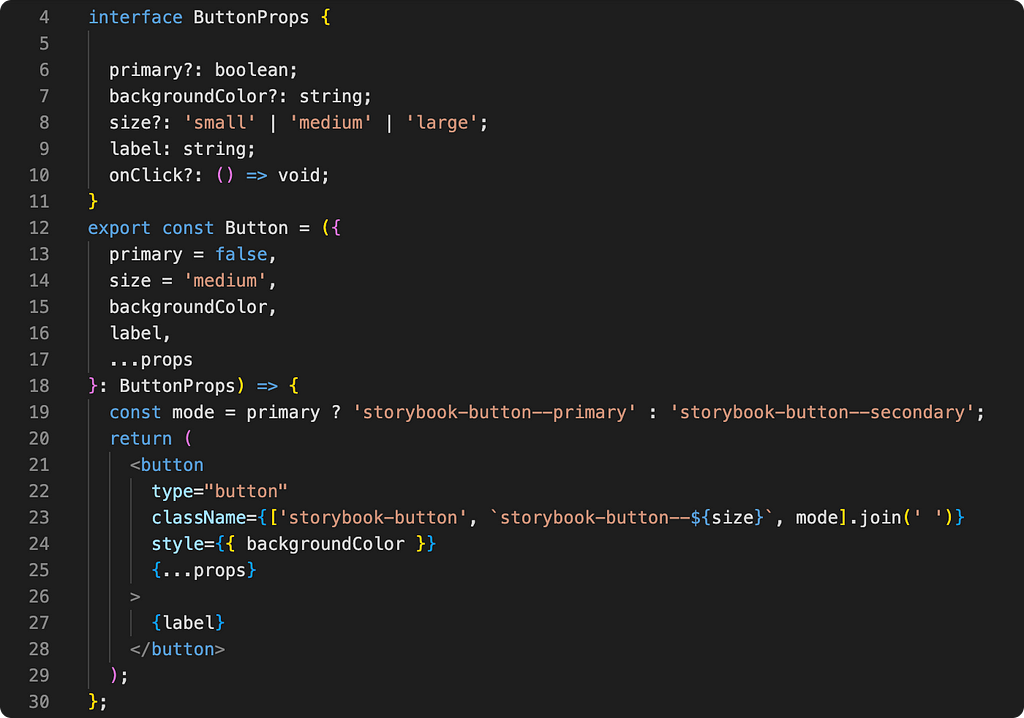 A Screenshot with typescript code.